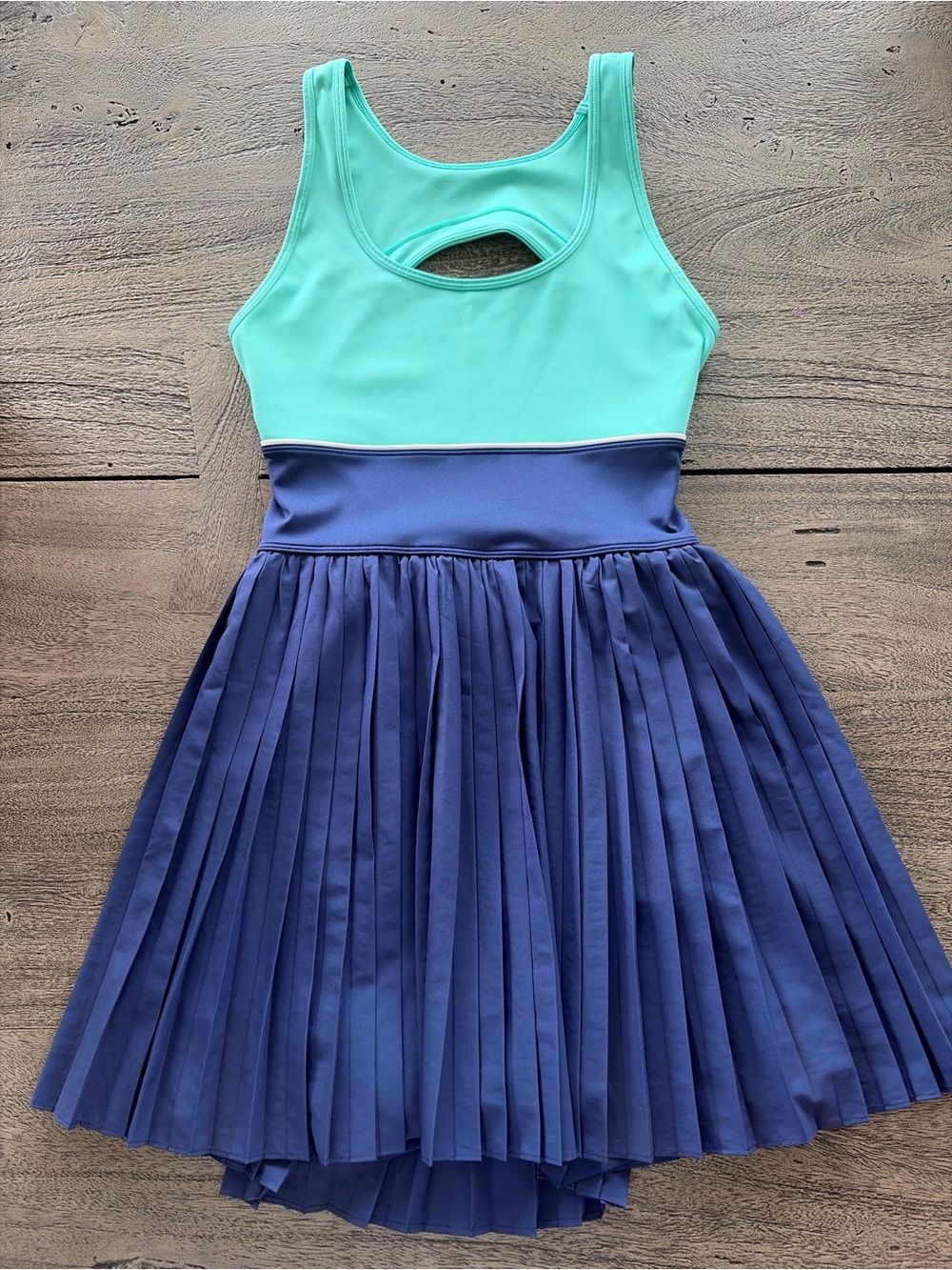 Wilson Teal and Navy Pleated Tank Dress